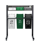 PUNTO ECOLOGICO PAPELERAS VAIVEN 10 LITROS 3 PUESTOS (VERDE, BLANCO Y NEGRO)