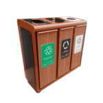 Punto Ecológico Route M 3 Canecas 159L - Cold Rolled y Madera Plástica